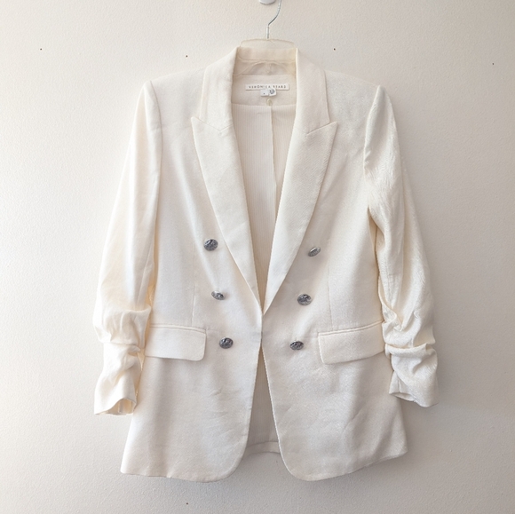 NWOT NEW Veronica Beard Size 6 Beacon White Linen Dickey Jacket Blazer Ruched - Picture 4 of 12